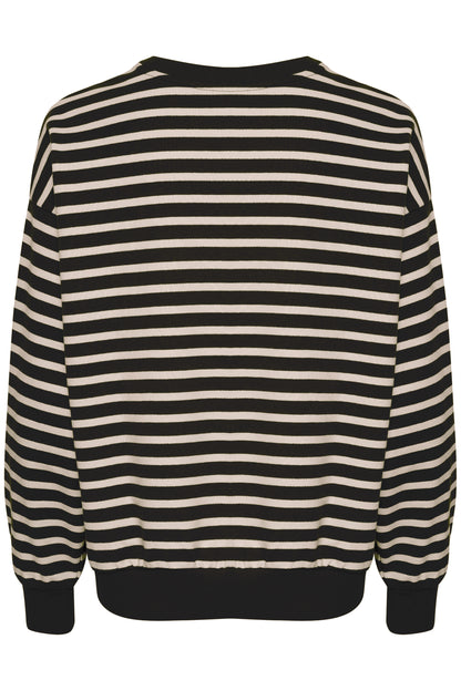 Saint Tropez Gila Striped Sweatshirt in Black