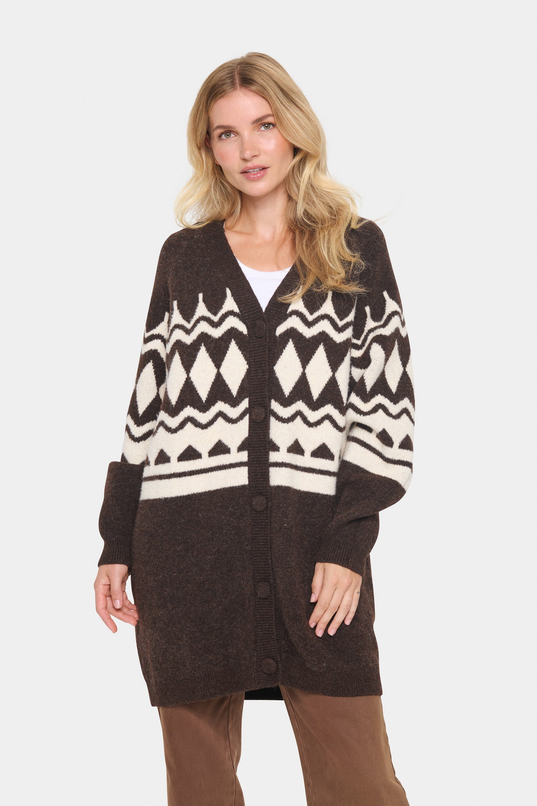 Saint Hedda Long Cardigan in Chocolate Brown