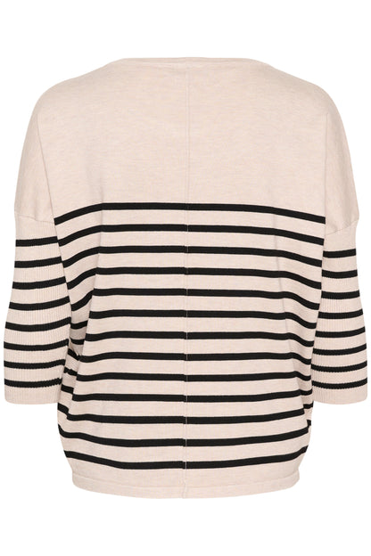 Saint Tropez Wide Neck Striped Pullover in Gray Morn