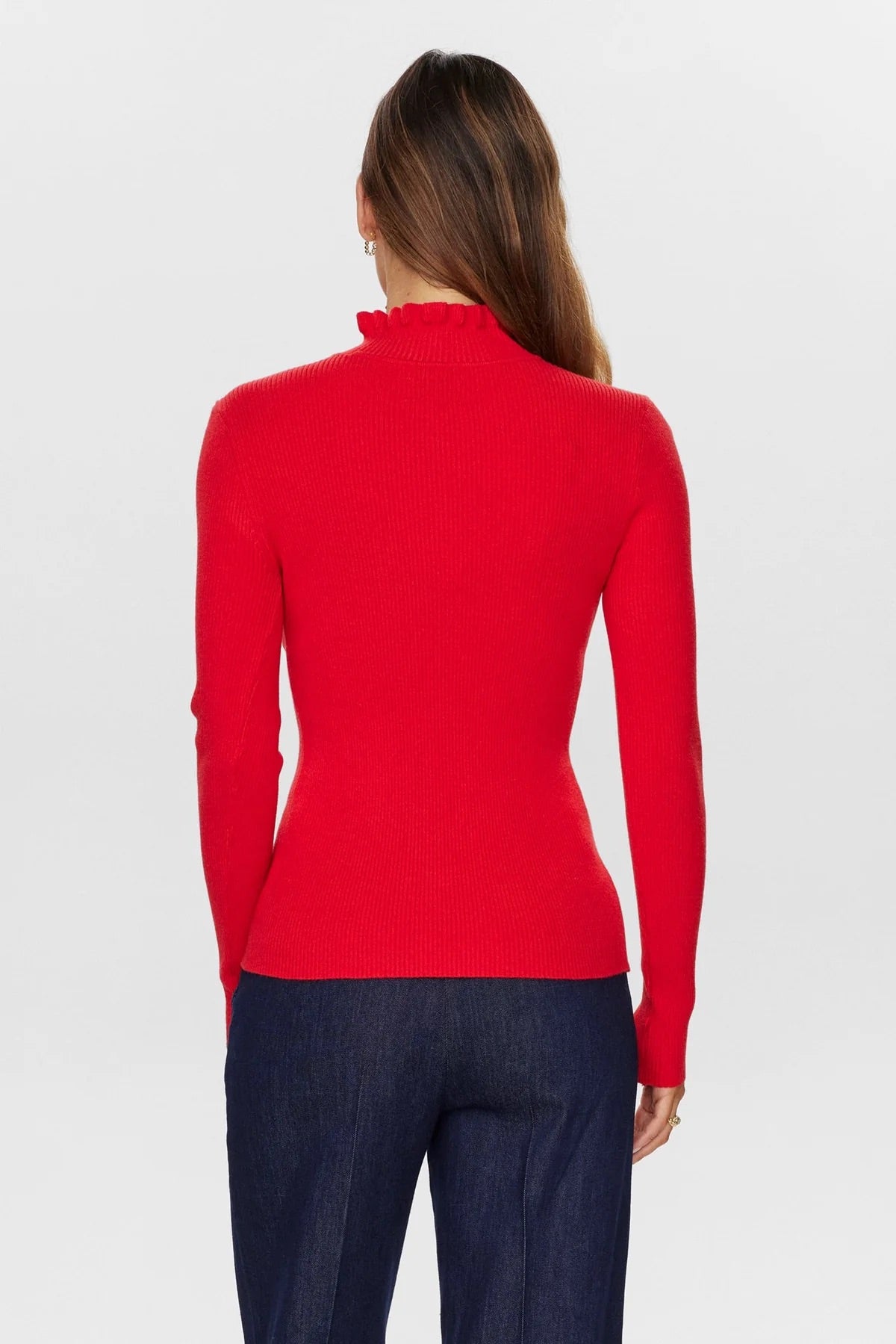 Numph Nusidanu Highneck Pullover in Risk Red