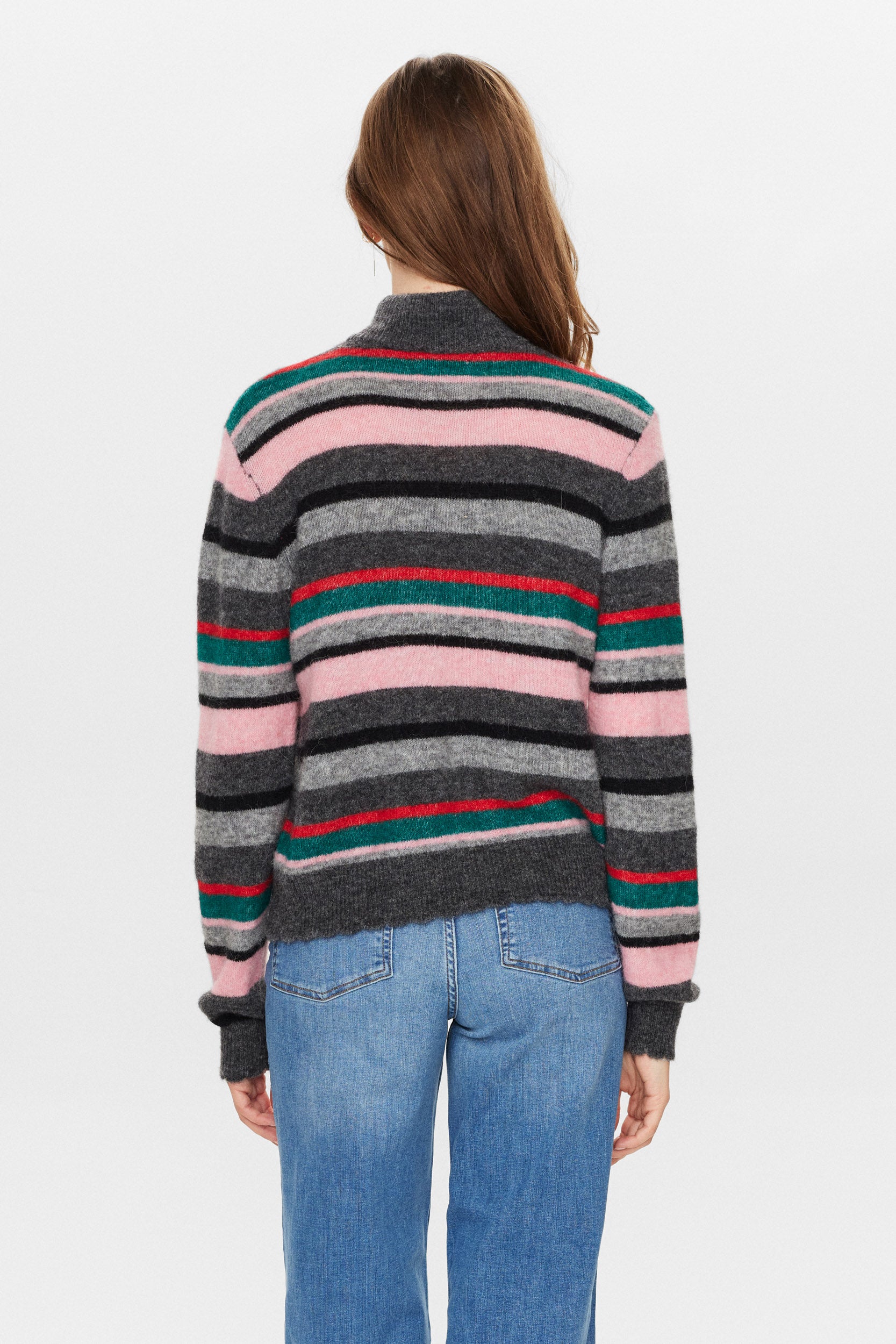 Numph Nuriette Striped High Neck in Peony