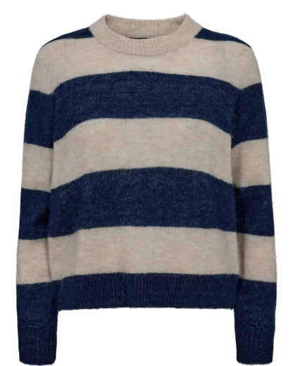 Numph Nuriette Big Stripe Knit in Dress Blue