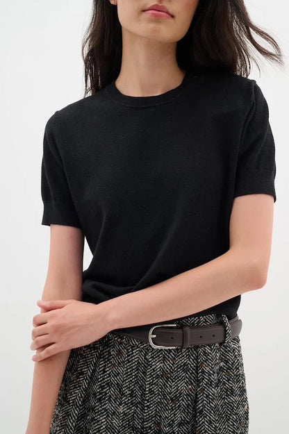 InWear Kellsie Cashmere Mix Short Sleeved Pullover In Black